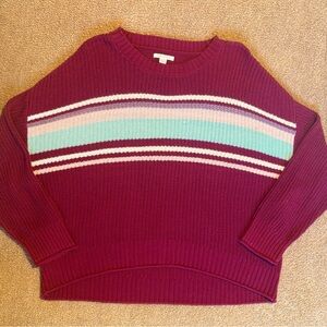 Women's XL American Eagle Red sweater multicolor stripes